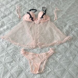 Victoria's Secret Sheer Pink Chemise Set